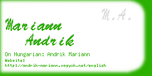 mariann andrik business card